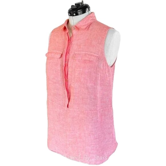 JONES & CO | JONES NEW YORK Sleeveless Red Linen Tunic Top - Size M - NWT - Picture 1 of 15